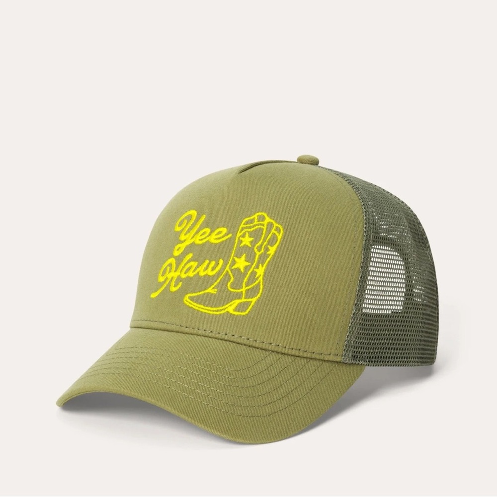 Junk Food Clothing Yeehaw Cowboy Boot Western Sage Green Trucker Rodeo Hat OS